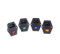 1pcs 10A 250V Inlet Module Plug Fuse Switch Male Power Socket 3 Pin/4pin IEC320 C14 NWPNLXEA(Blau,4pin)