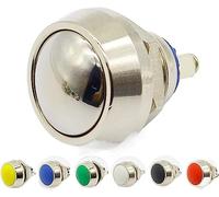 1pcs 12mm Étanche Momentané Rond En Acier Inoxydable Métal Bouton-Poussoir Commutateur De Démarrage De Voiture Klaxon Cloche Réinitialisation Automatique (Color : Red)(White)