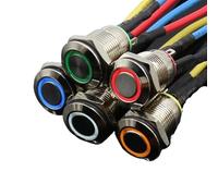 1PCS 12MM with LED 3V 5V 12V 24V 220V Metal Button Switch Momentary push button auto reset waterproof illuminated(Blue,5V)