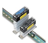 1Pcs 12VDC 24VDC 220VAC Input Slim DIN Rail Single Phase Solid State Relay SSR Module with Heatsink Base 10A 25A 40A(AC Control AC 40A) Industrial Electrical Relays