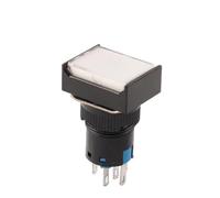 1PCS 16mm Push Button Switch 3 Pin 6 Pin Small Square&Round Self-Locking Self-Reset Start Up Switch 3A/250V Power Switch NWPNLXEA(Rectangle White,3PIN_SELF-RESET_NO LIGHT)