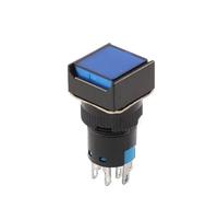 1PCS 16mm Push Button Switch 3 Pin 6 Pin Small Square&Round Self-Locking Self-Reset Start Up Switch 3A/250V Power Switch NWPNLXEA(Square Blue,3PIN_SELF-RESET_NO LIGHT)
