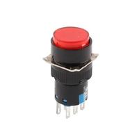 1PCS 16mm Push Button Switch 3 Pin 6 Pin Small Square&Round Self-Locking Self-Reset Start Up Switch 3A/250V Power Switch NWPNLXEA(Round Red,6PIN_SELF-RESET_NO LIGHT)