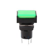 1PCS 16mm Push Button Switch 3 Pin 6 Pin Small Square&Round Self-Locking Self-Reset Start Up Switch 3A/250V Power Switch NWPNLXEA(Rectangle Green,3PIN_SELF-LOCKING_NO LIGHT)