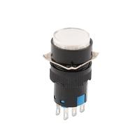 1PCS 16mm Push Button Switch 3 Pin 6 Pin Small Square&Round Self-Locking Self-Reset Start Up Switch 3A/250V Power Switch NWPNLXEA(Round White,3PIN_SELF-LOCKING_NO LIGHT)
