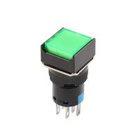 1PCS 16mm Push Button Switch 3 Pin 6 Pin Small Square&Round Self-Locking Self-Reset Start Up Switch 3A/250V Power Switch NWPNLXEA(Square Green,6PIN_SELF-LOCKING_NO LIGHT)