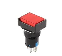1PCS 16mm Push Button Switch 3 Pin 6 Pin Small Square&Round Self-Locking Self-Reset Start Up Switch 3A/250V Power Switch NWPNLXEA(Rectangle Red,6PIN_SELF-RESET_NO LIGHT)