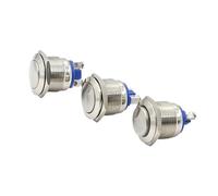 1pcs 19mm Metal Push Button Switch Waterproof Stainless Steel Press button Round shape power switch 2A/36V Momentary push button NWPNLXEA(Nickel plated Silver,Round head)