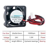 1pcs 2.5cm 25mm fan 25x25x10mm DC5V/12V/24V 2pin Micro axial flow fan cooling fan for projectors/atomizers(24V HYDRAULIC_NO RGB)