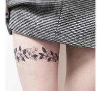 1Pcs 2 Images Non Réfléchissantes Anti-Frottement Autocollants De Tatouage Temporaire À Base De Plantes Faux D'Une Durée De 2 Semaines Fleur Unie Anneau De Jambe Bracelet Anneau De Bras