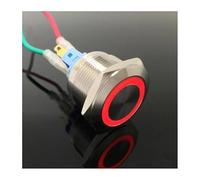 1pcs 22mm metal stainless steel ring lamp push button switch 6pin 1NO 1NC momentary button press switch flat NWPNLXEA(Rot,12V)