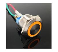1pcs 22mm metal stainless steel ring lamp push button switch 6pin 1NO 1NC momentary button press switch flat NWPNLXEA(Gelb,12V)