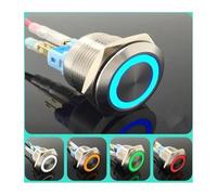 1pcs 22mm metal stainless steel ring lamp push button switch 6pin 1NO 1NC momentary button press switch flat NWPNLXEA(Weiß,48v)
