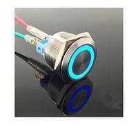 1pcs 22mm metal stainless steel ring lamp push button switch 6pin 1NO 1NC momentary button press switch flat NWPNLXEA(Blau,12V)