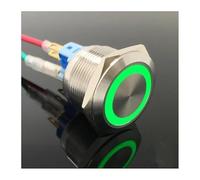 1pcs 22mm metal stainless steel ring lamp push button switch 6pin 1NO 1NC momentary button press switch flat NWPNLXEA(Green,24V)