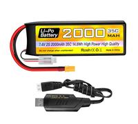 1PCS 2S 7.4V 2000mAh 35C Batterie Lipo avec Prise XT30 avec 1PCS Ligne de Charge USB pour RC Voitures Camions Bateaux Quadcopter