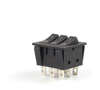 1PCS 40.3X33.3mm Rocker Switch KCD3 Red Ligh 3 Way Black Switch 9 Pin 2 Position ON-OFF/ON-ON 16A/30A 250VAC Triple Power Switch NWPNLXEA(Nero)