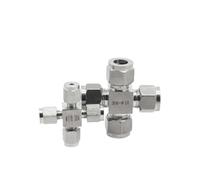 1PCS 4Way 3 4 6 8 10 12mm Pipe OD 304 SS Stainless Steel Double Ferrule Pipe Connector Fittings RNUMLIGH(6.35mm OD Pipe)