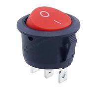 1pcs 5pcs 10pcs Red Black White ON/OFF Round Rocker Toggle Switch 6A/250VAC 10A 125VAC Push Button Switch 2PIN 3PIN NWPNLXEA(ON-OFF Red 3PIN,One Size)