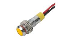 1pcs 6mm 8mm 10mm 12mm Metal LED Warning indicator light IP67 Signal Lamp Wires switch 3V 5V 12V 220V Red Blue NWPNLXEA(LED Yellow,8MM_24V)