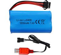 1Pcs 7.4V 1200Mah Sm-4P Plug Li-Batterie Rechargeable&Câble De Charge Usb Pour Ec08 Rc Modèle De Voiture Jouet Voiture Hors Route Escalade Rafting Course