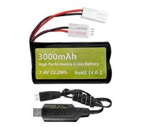 1PCS 7.4V 3000mah 15C 2S Batterie Li-ION avec Mini Tamiya Plug avec 1PCS Ligne de Charge USB pour UDI009 UDI902 UDI002 AA102 feilun FT009 Bateau RC Modèle de Bateau à Grande Vitesse