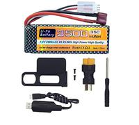 1PCS 7.4V 3500mAh 35C 2S Batterie T-Plug & 1PCS Ligne de Charge USB pour MJX H16P H16E H16GT H16BM H16PL 14301 HP161S HP163S HP141 HP141S Voiture RC Voiture Miniature à Grande Vitesse pour Le Drift