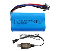 1PCS 7.4V 600mah 2S Batterie Li-ION avec Prise SM-3P & 1PCS Ligne de Chargement USB pour DE82 TK3086B G20601 RC Jouet RC VoitureTK-3082B Cascadeur Batterie de Voiture