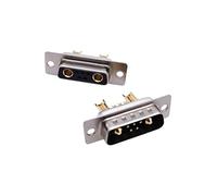 1PCS 7W2 Gold plated high current Connector D-SUB adapter 5+2 plug jack Machined Pin Full Gold Flash Wire 20A 30A 40A NWPNLXEA(20A Male and shell)