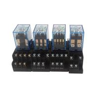 1PCS, 8-11-14 broches, petit relais intermédiaire électromagnétique, AC 5/10A 250V, bobine, DPDT, avec base de prise, avec voyant lumineux(MY3NJ 11 Pin,DC 24V)