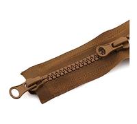 1pcs 80/90/100/120/150cm 5# Résine Zipper Open-End Verrouillage automatique à deux voies doubles à tête ouverte Fermeture à glissière marron, 5# 80cm