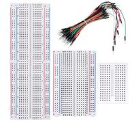1Pcs 830 Points de Tie + 1 Pcs 400 Points de Cravate Breadboard sans soudure + 1 Mini Breadboard 170 Points + 65 Pcs Flexible Breadboard Jumper Wires pour Arduino et Proto Shield Electrical