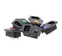 1Pcs AC-01A power Rocker Switch w Fuse IEC 3 Pin 320 C14 Inlet Power Sockets Switchs Connector Plug 10A 250V(Green-3 Pin)
