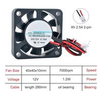 1pcs ACP4010 4cm 40mm fan 40x40x10mm DC5V/12V/24V 2pin Micro axial flow fan cooling fan for hard drives/routers/industrial computers(DC12V Oil bearing)