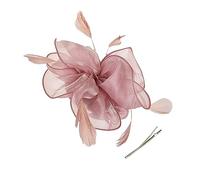 1pcs bandeau de mariage, bandeau de plumes, bandeau de fleur, chapeau de mariage de dames, couvre-chef élégant pour la réception de partie (rose)
