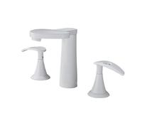 1PCS Bath Faucet Double Handle Square Brass Bathroom Faucet Hot Cold Water mixer Tap three hole Basin Fuacet 3PCS/set(White Faucet set)