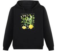1Pcs Citrus Limon Men O Neck Hoodie Sweatershirt Long Sleeve Lemon Hoody Botanical Garden Plant Print Art Botany Bloom Fruit Flower Growfishing Men's Hooded with Pocket Black S