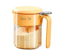 1pcs Condiment Pot - Storage Jar, Seasoning Box, 400ml Moisture Resistant Container With Handle And Spoon, Glass Seasoning Jar Lid | For Sugar Salt Pepper Sesame Vinegar Meal Prep Dish Serving