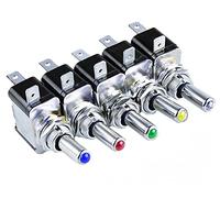 1PCS DC 12V 20A Car Auto Cover LED Blue Green Red White Yellow Light Toggle Switch Control On/Off (Color : Green)