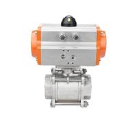 1PCS DN50 DN65 DN80 Three Piece Pneumatic Ball Valve With High PlatForm 304 Double Acting Cylinder 304 Stainless Steel(DN65 (AT))