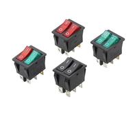 1pcs Double Rocker Switch DPST 6 Pin On-Off With Green + Red Light 20A 125VAC Latching Switch w cap NWPNLXEA(Green)