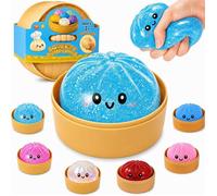 1PCS Dumpling Squishies, Colorful Dumplings Stress Balls With Food Steamer, Glitter Dumpling Mystery Box, Fidget Sensory Toy