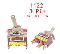 1PCS E-TEN Series Rocker Button Switch 2-12Pin ON-OFF-ON Silver Copper Pin 12mm 250V 15A Rocker Toggle Switch NWPNLXEA(1pcs 1122 ON-OFF-ON)
