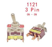1PCS E-TEN Series Rocker Button Switch 2-12Pin ON-OFF-ON Silver Copper Pin 12mm 250V 15A Rocker Toggle Switch NWPNLXEA(1pcs 1121 ON-ON)