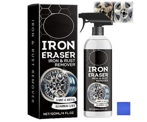 1PCS Iron Eraser Rust Remover Spray, 120ML 2026 New Iron Powder Remover Spray for Car Wheels and Paint Fast Acting Rust and Brake Dust Remover, Professional Automotive Surface Cleaning