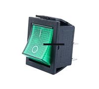 1PCS KCD4-202 boat rocker switch power switch 2Position 4 Pins/6 Pins with light 31x25mm 20A 125VAC 16A 250VAC light switch NWPNLXEA(Green,6 Pins)