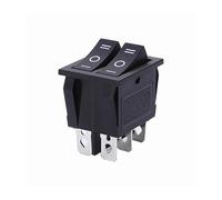 1PCS KCD8 6PIN 16A 250V 20A 125V Double Light Switch Rocker Switch Waterproof ON-OFF KCD6 Boat Power Switch NWPNLXEA(Black 3end)