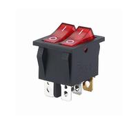 1PCS KCD8 6PIN 16A 250V 20A 125V Double Light Switch Rocker Switch Waterproof ON-OFF KCD6 Boat Power Switch NWPNLXEA(Rot)