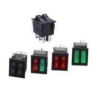 1PCS KCD8 6PIN 16A 250V 20A 125V Double Light switch Rocker Switch Waterproof ON-OFF KCD6 Boat Power Switchs(2D6P-Black Black)