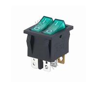1PCS KCD8 6PIN 16A 250V 20A 125V Double Light Switch Rocker Switch Waterproof ON-OFF KCD6 Boat Power Switch NWPNLXEA(Green)